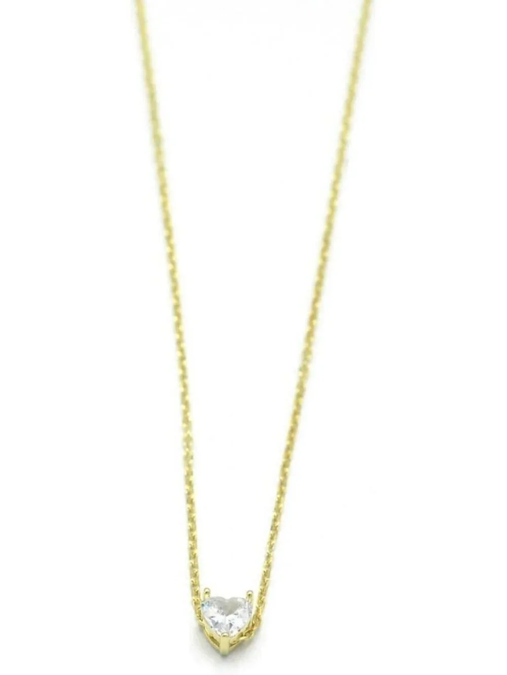 Elegant 18k Gold Heart Necklace with Crystal Accents - Timeless Jewelry Gift for